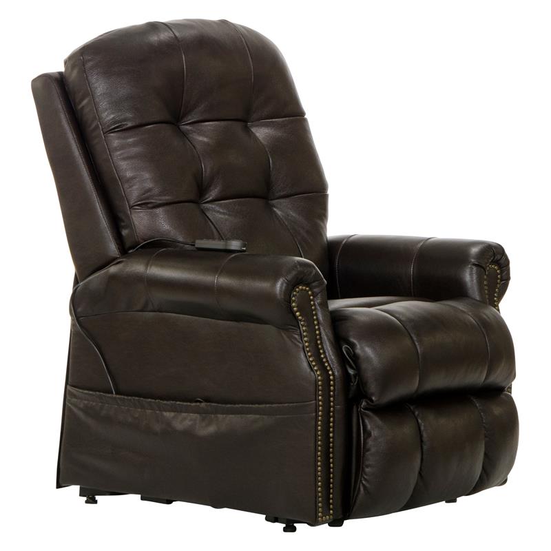 Bowery Hill Chocolate Brown Leather Power Lift Lay Flat Recliner