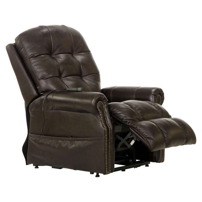 Bowery Hill Chocolate Brown Leather Power Lift Lay Flat Recliner