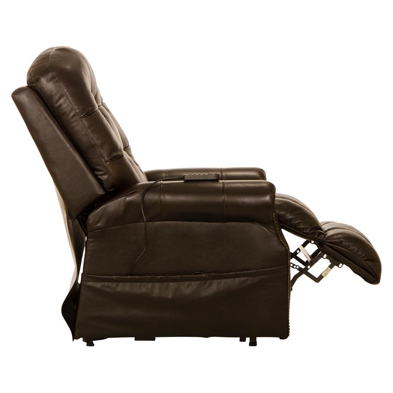 Bowery Hill Chocolate Brown Leather Power Lift Lay Flat Recliner