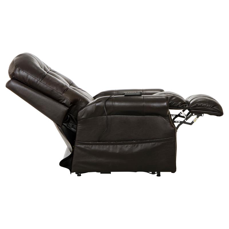Bowery Hill Chocolate Brown Leather Power Lift Lay Flat Recliner