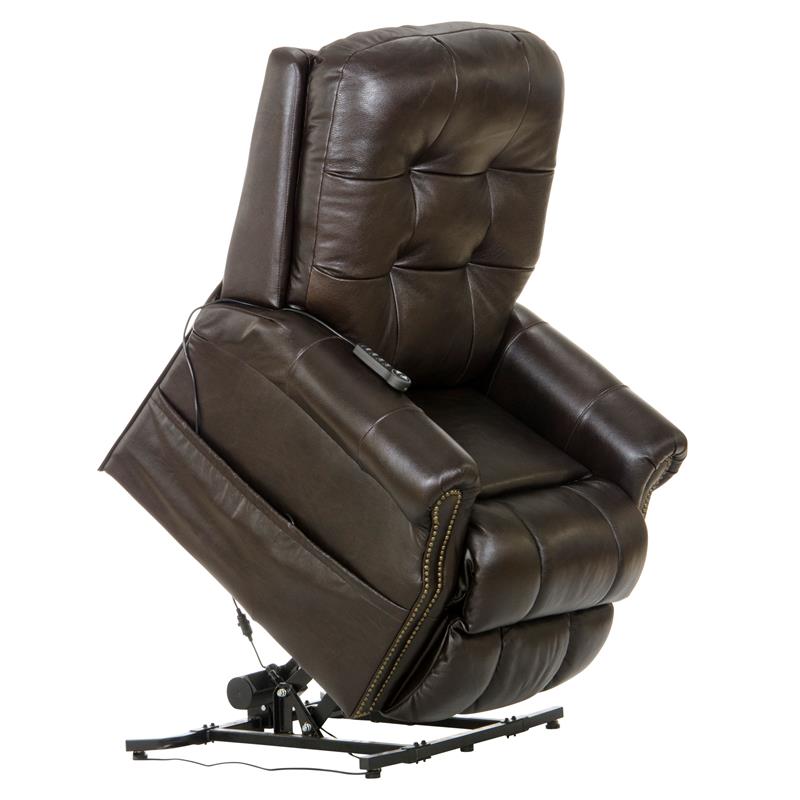 Bowery Hill Chocolate Brown Leather Power Lift Lay Flat Recliner