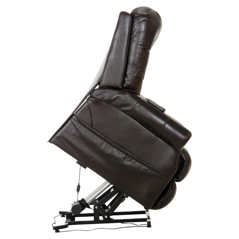 Bowery Hill Chocolate Brown Leather Power Lift Lay Flat Recliner
