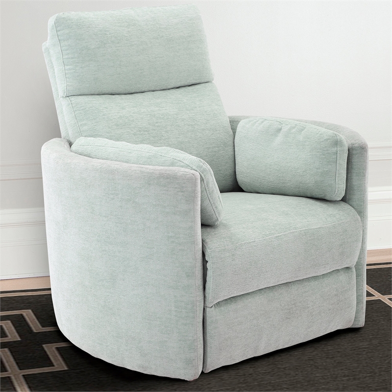 Bowery Hill Polyester Power Swivel Glider Recliner in Windstream Green