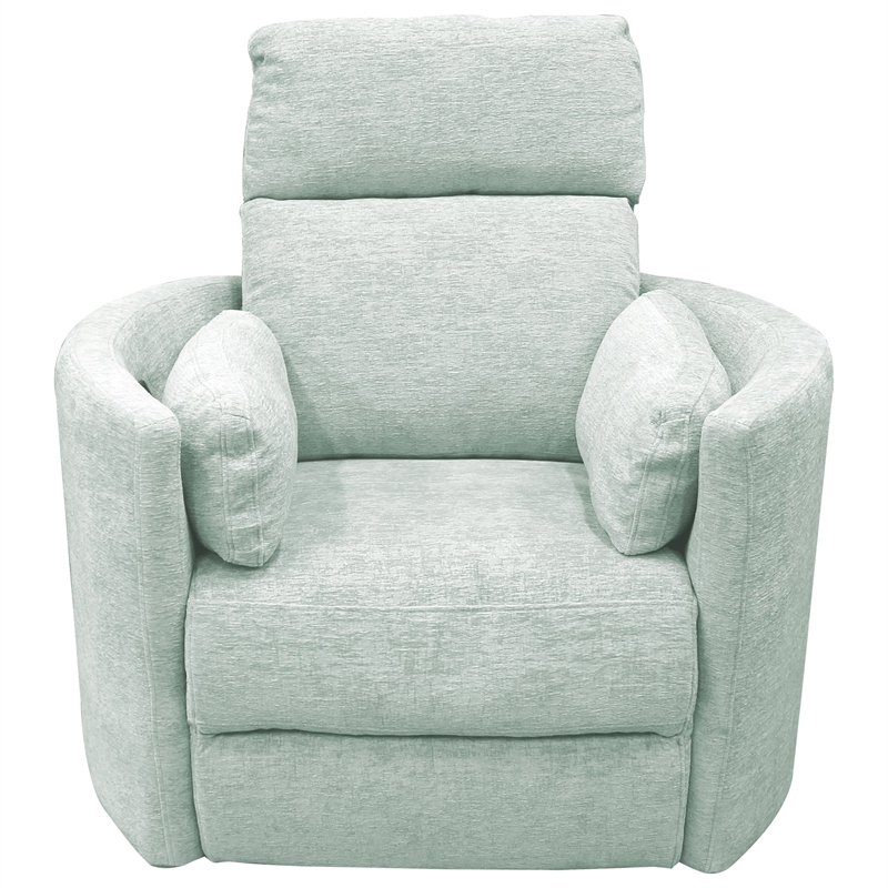 Bowery Hill Polyester Power Swivel Glider Recliner in Windstream Green