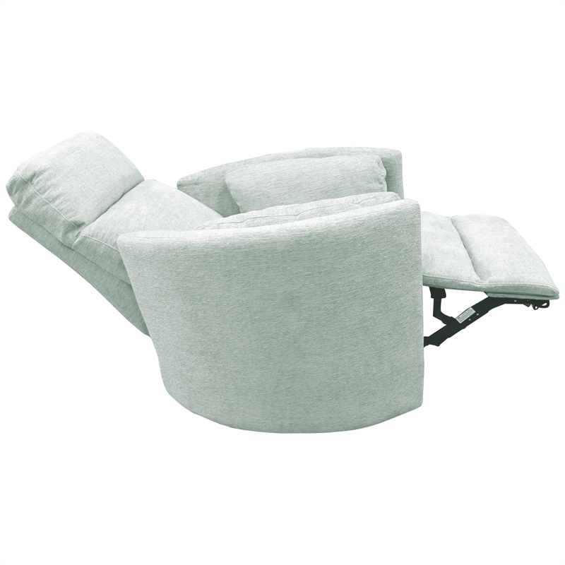 Bowery Hill Polyester Power Swivel Glider Recliner in Windstream Green