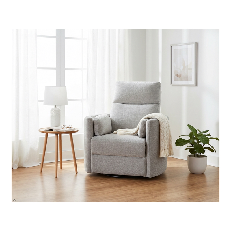Bowery Hill Polyester Mineral White Glider Recliner Swivel USB Charger 40