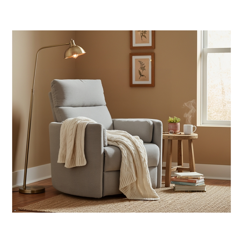 Bowery Hill Polyester Mineral White Glider Recliner Swivel USB Charger 40
