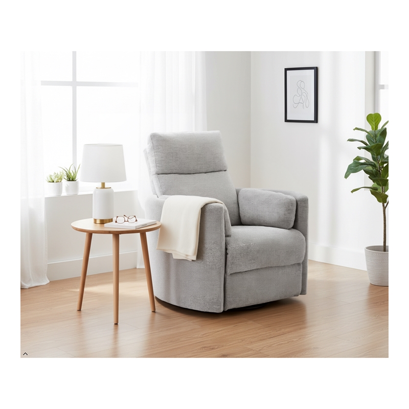 Bowery Hill Polyester Mineral White Glider Recliner Swivel USB Charger 40