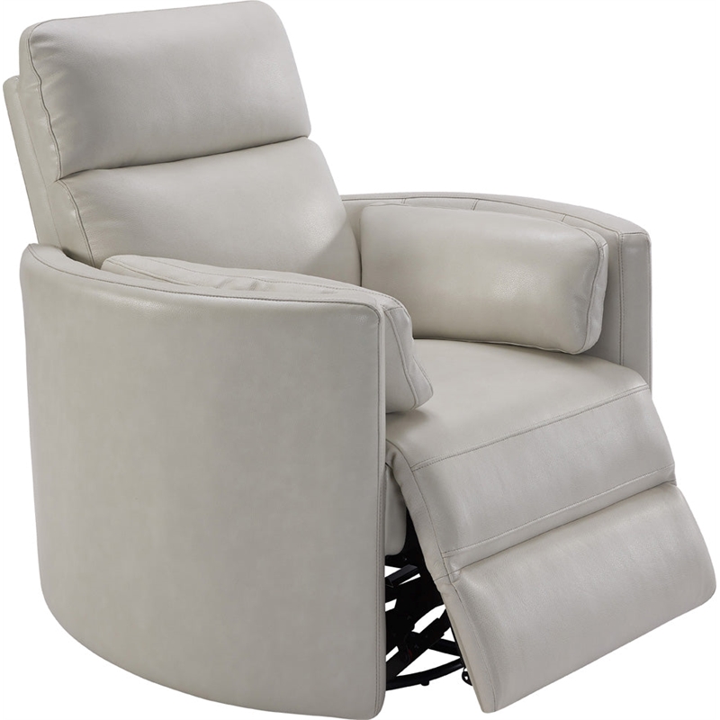 Bowery Hill Leather Power Cordless Swivel Glider Recliner in Ivory