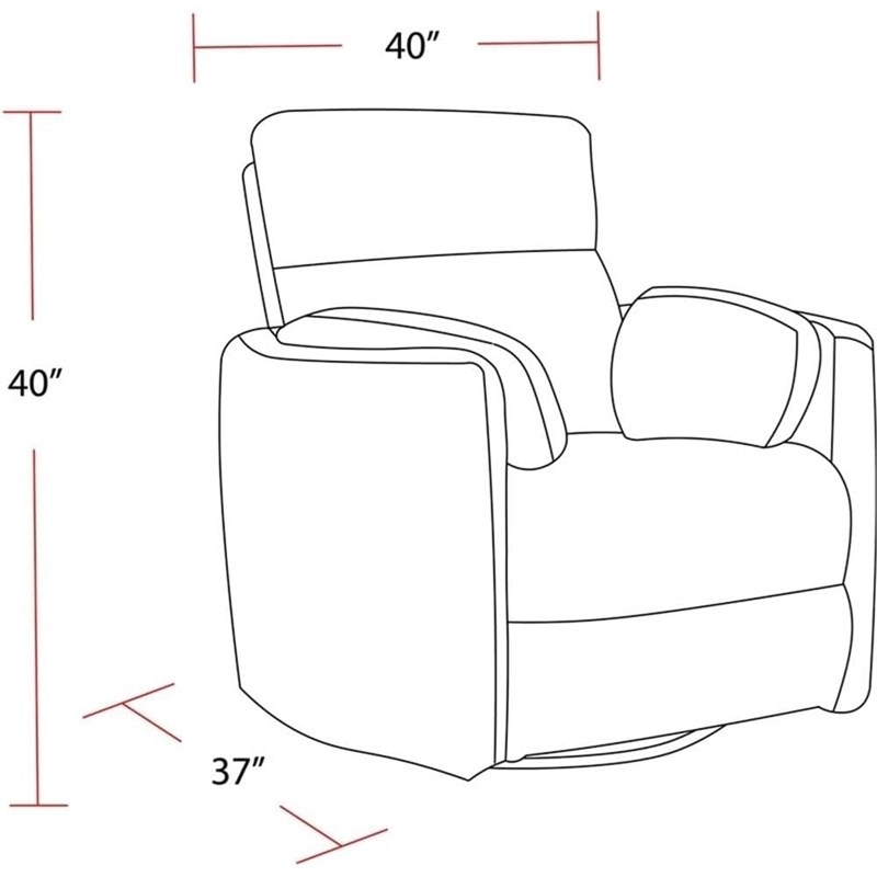 Bowery Hill Leather Power Cordless Swivel Glider Recliner in Ivory