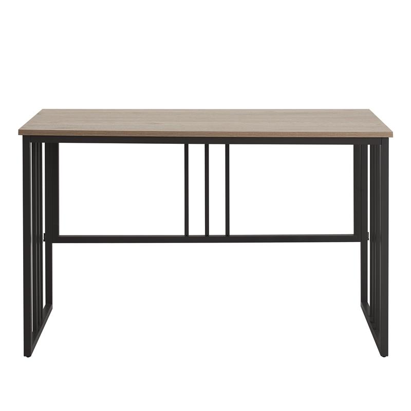 Bowery Hill Modern Collapsible Slatted Mission Desk in White Oak/Gunmetal
