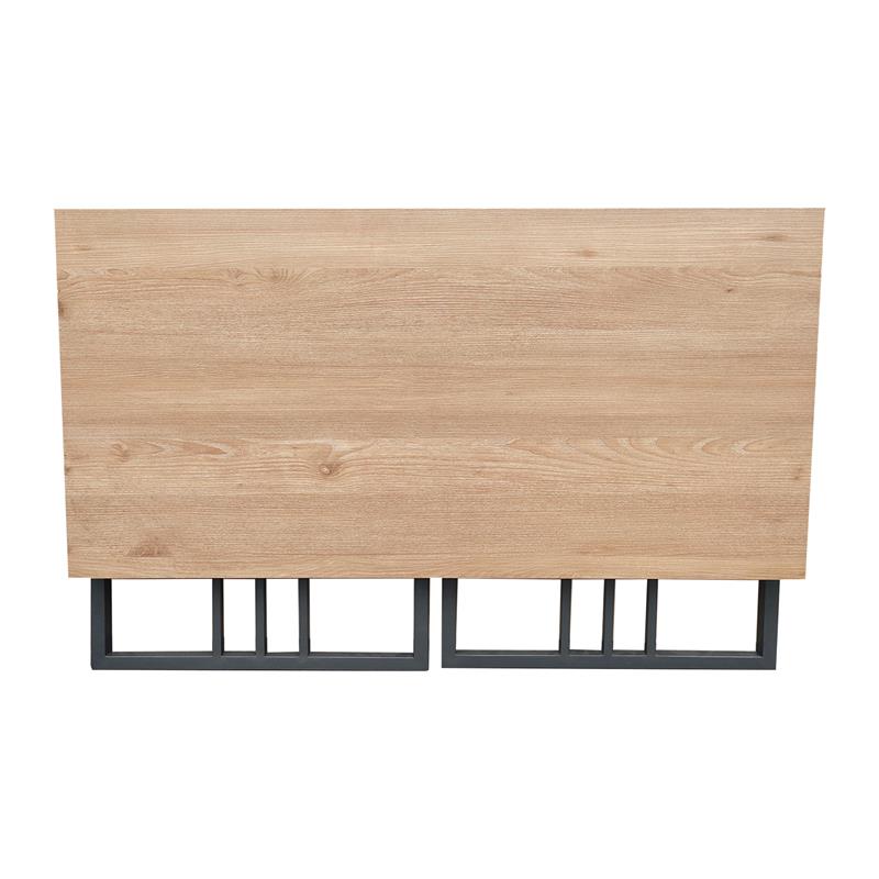Bowery Hill Modern Collapsible Slatted Mission Desk in White Oak/Gunmetal