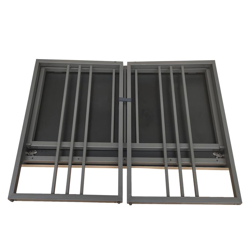 Bowery Hill Modern Collapsible Slatted Mission Desk in White Oak/Gunmetal