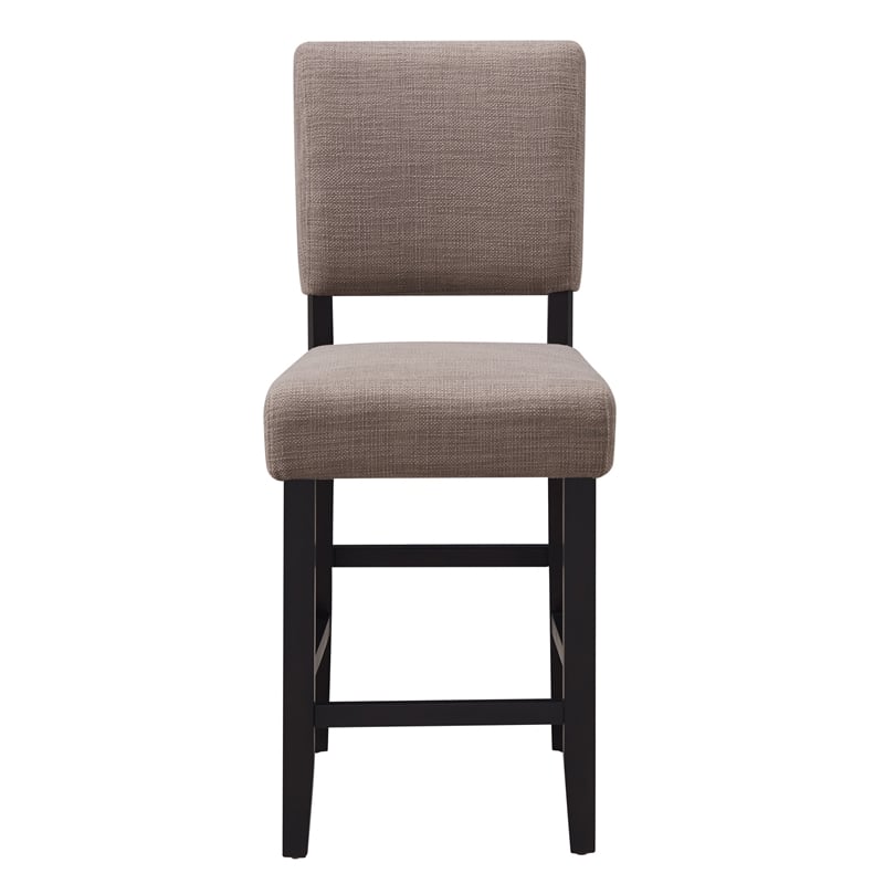 Bowery Hill Modern Wood Upholstered Back Counter Stool Set in Black and Gray