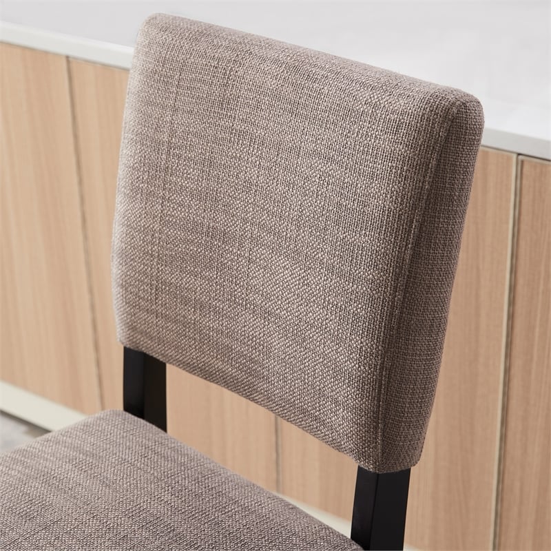 Bowery Hill Modern Wood Upholstered Back Counter Stool Set in Black and Gray