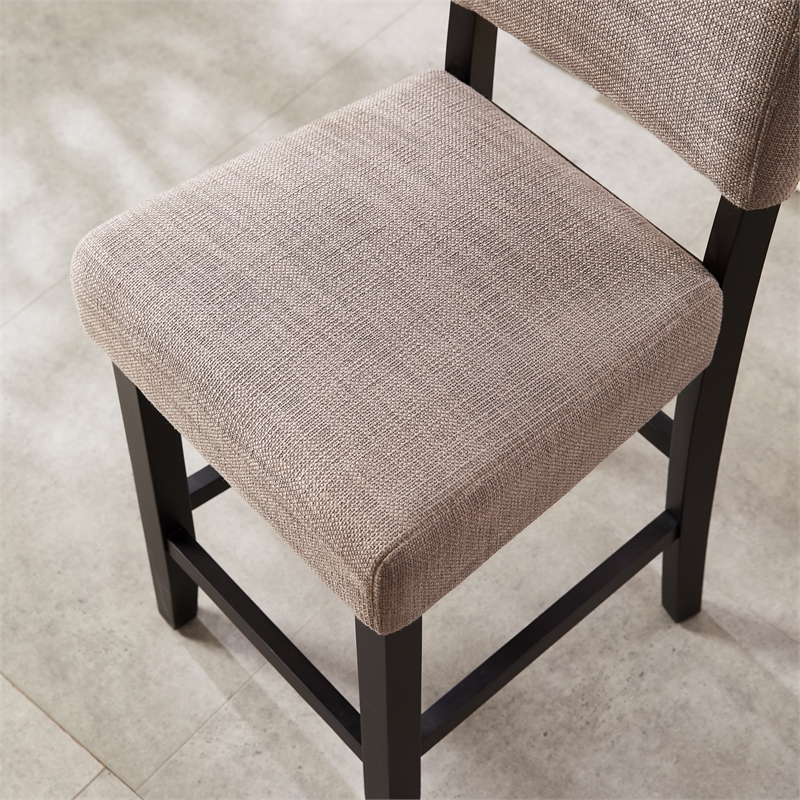 Bowery Hill Modern Wood Upholstered Back Counter Stool Set in Black and Gray