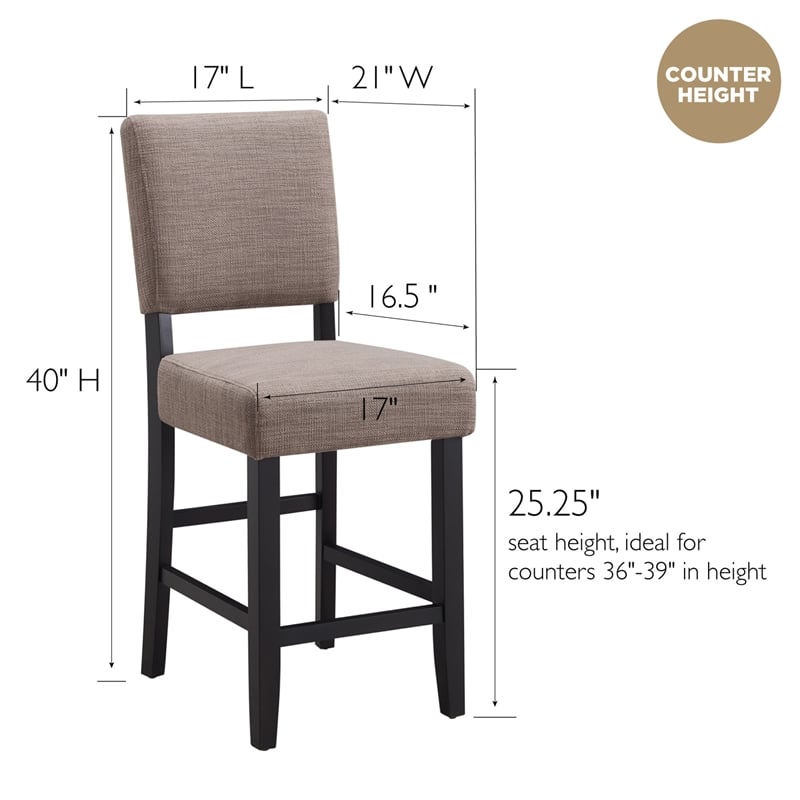 Bowery Hill Modern Wood Upholstered Back Counter Stool Set in Black and Gray