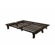 Bowery Hill Wood Futon in Java Brown Finish with Suede Blue Mattress