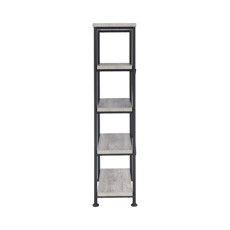 Bowery Hill 4-Shelf Open Farmhouse Wood Bookcase in Gray Finish