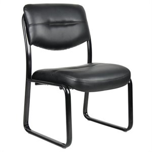 Bowery Hill Modern Leather Plus with Black Frame Guest Chair