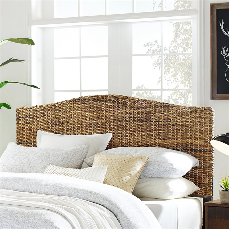 Bowery Hill Coastal Wood Queen Panel Headboard in Brown/Black