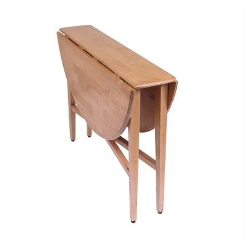 Bowery Hill Round Drop Leaf Contemporary Solid Wood Dining Table in Light Oak