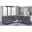 Bowery Hill Faux Leather Gray Sectional Rectangular LED Reclining 110