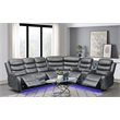 Bowery Hill Faux Leather Gray Sectional Rectangular LED Reclining 110