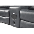 Bowery Hill Faux Leather Gray Sectional Rectangular LED Reclining 110