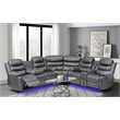 Bowery Hill Faux Leather Gray Sectional Rectangular LED Reclining 110