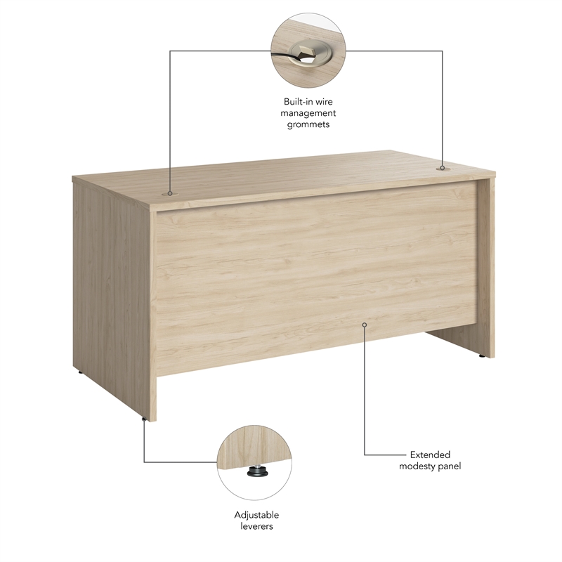 Bowery Hill Engineered Wood Natural Elm Office Desk Rectangular 60W x 30D Unassembled