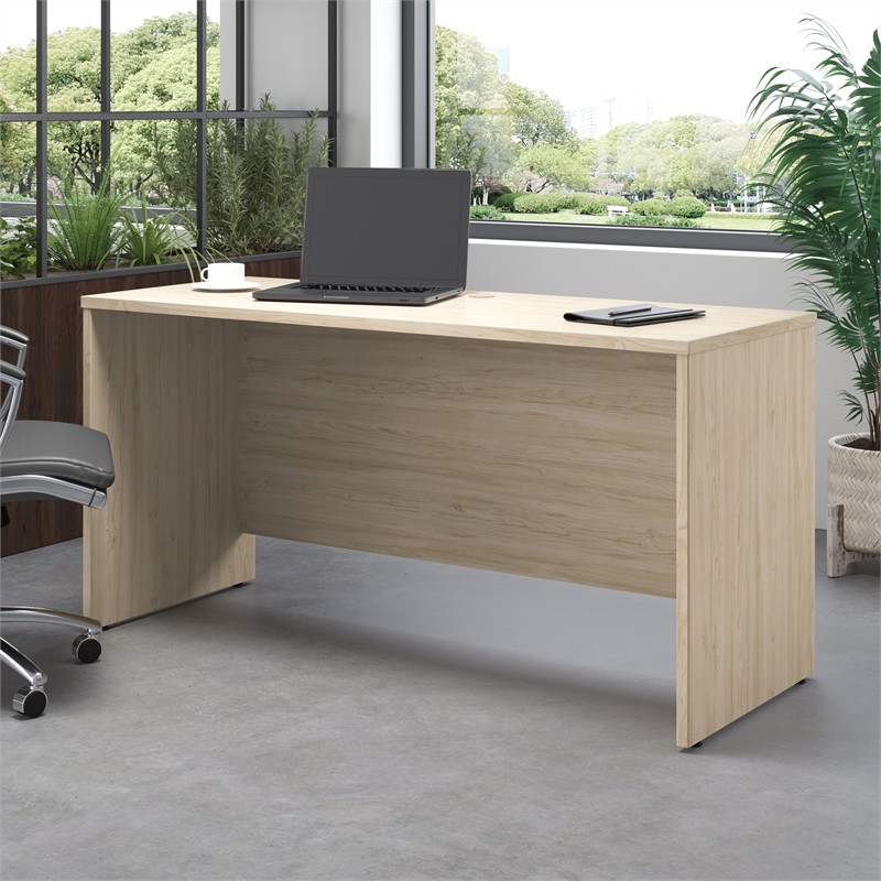 Bowery Hill 60W x 24D Credenza Desk in Natural Elm - Engineered Wood