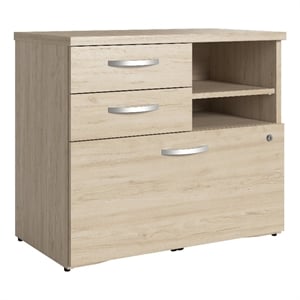 Bowery Hill Engineered Wood Natural Elm Office Storage Cabinet Rectangular Locking Drawer 30&quotW x 17&quotD x 26&quotH