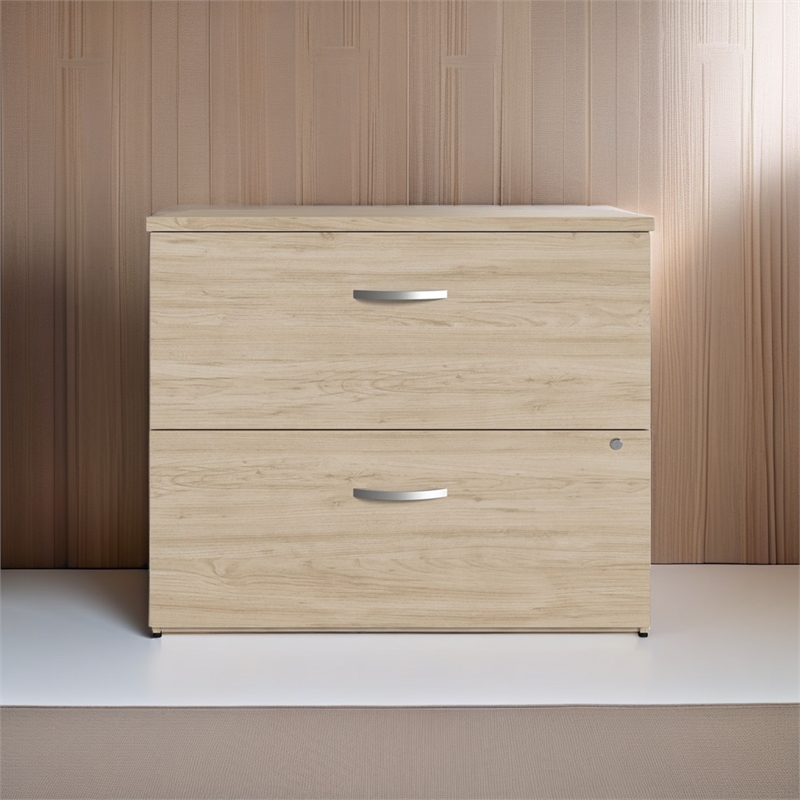 Bowery Hill 2 Drawer Lateral File Cabinet in Natural Elm - Engineered Wood