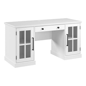 Bowery Hill Engineered Wood White Computer Desk Rectangular Keyboard Tray 60W Unassembled