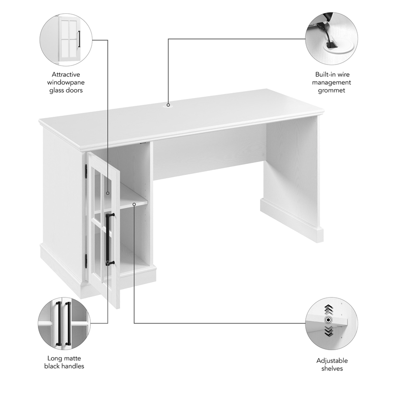 Bowery Hill Contemporary 60W Computer Desk with Storage Cabinet