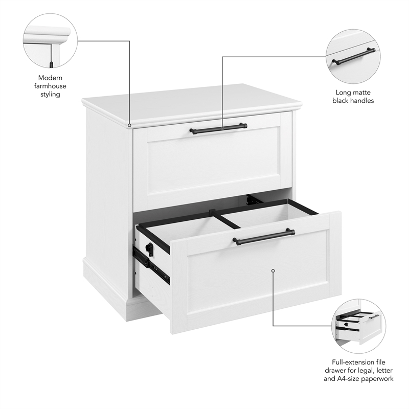 Bowery Hill Wood Black File Cabinet Rectangular 2 Drawer
