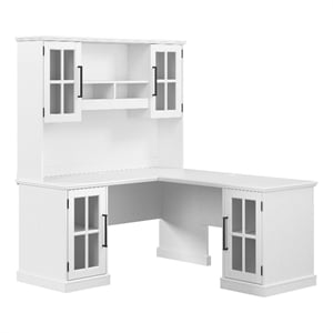 Bowery Hill Contemporary 60W L Shaped Desk with Hutch and Storage