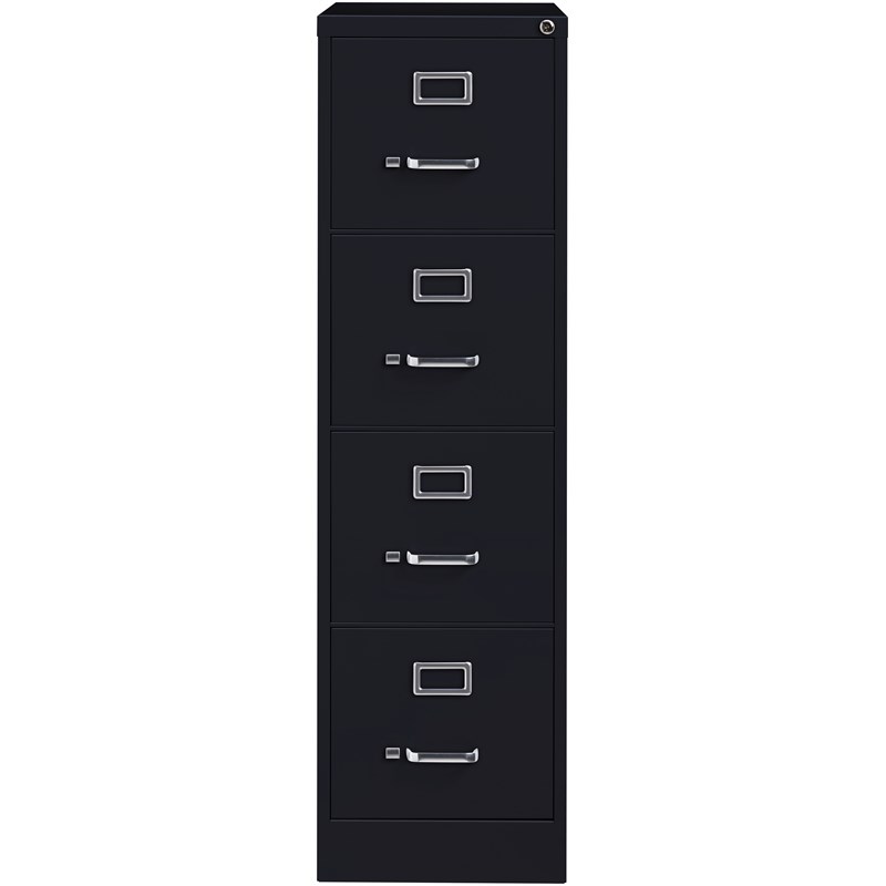 Bowery Hill Set of 2 4 and 3 Drawer Filing Cabinets in Black