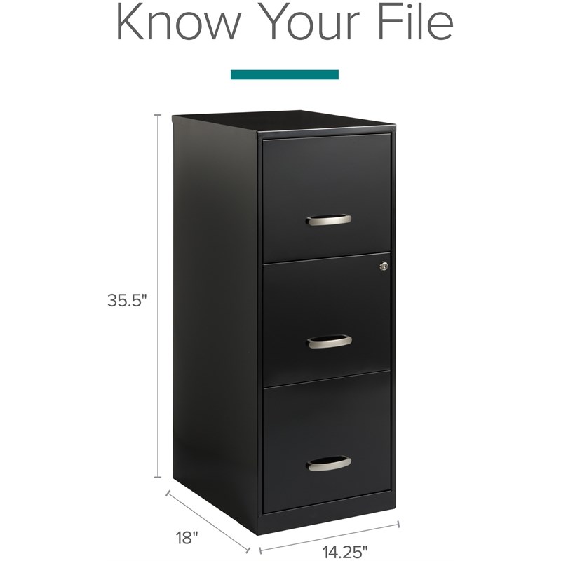 Bowery Hill Set of 2 4 and 3 Drawer Filing Cabinets in Black