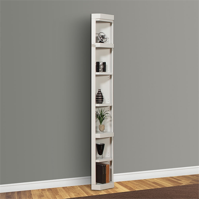 Bowery Hill Transitional Wood Outside Corner Bookcase in Cottage White