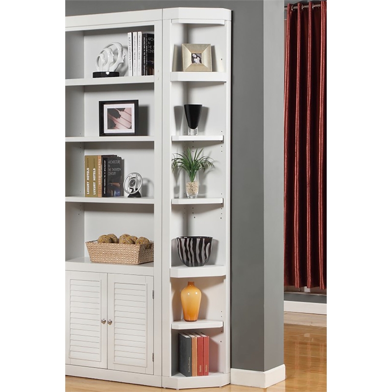 Bowery Hill Transitional Wood Outside Corner Bookcase in Cottage White