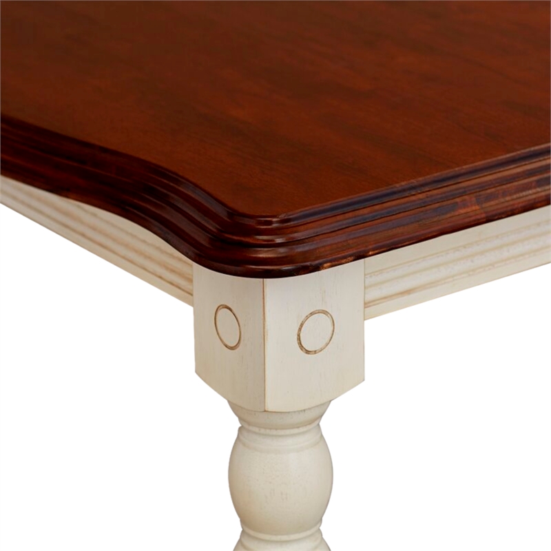 Bowery Hill Rectangle Extendable Dining Table Antique White/Chestnut Brown Wood