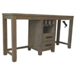 Bowery Hill Acacia Wood Brown Counter Height Dining Table Set Rectangular USB Ports Wine Racks 71
