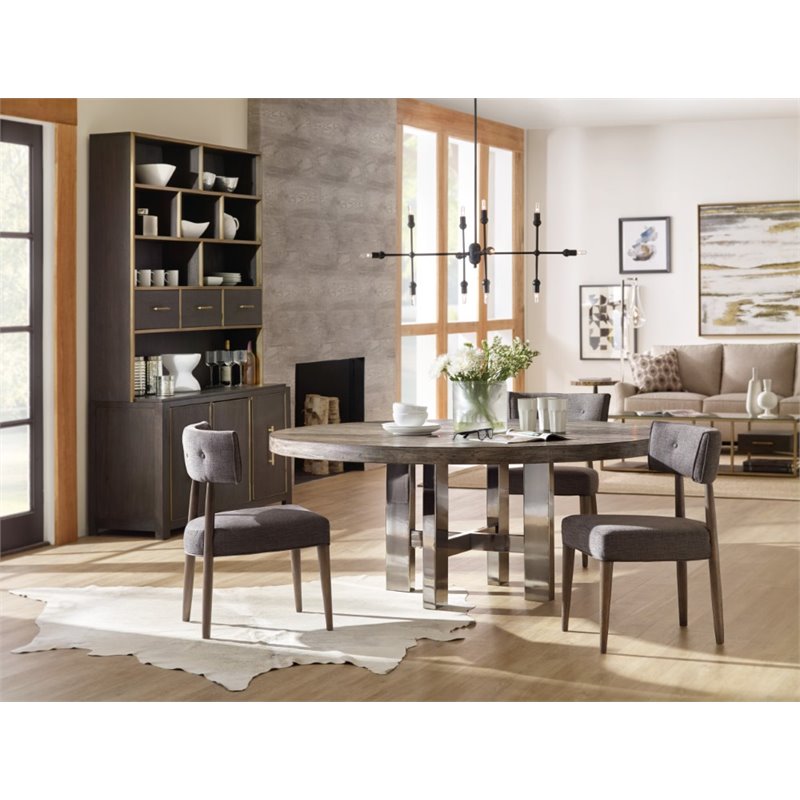 Bowery Hill Upholstered Graphite Dining Side Chair Rectangular Button Tufted 35.25