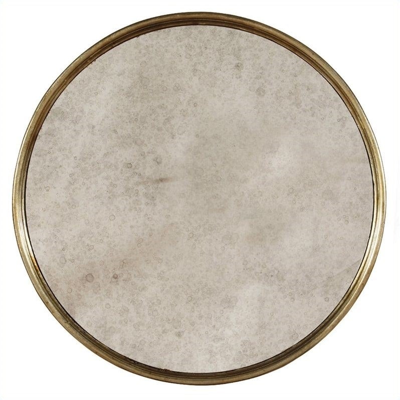 Bowery Hill Contemporary Round Mirrored Accent Table in Visage