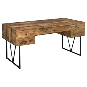 Bowery Hill Wood Antique Nutmeg Writing Desk Rectangular 63&quot Assembled
