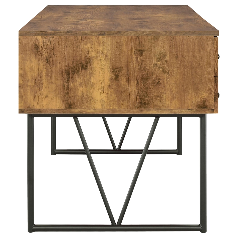Bowery Hill Wood Antique Nutmeg Writing Desk Rectangular 63