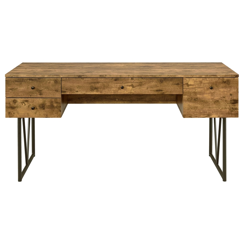 Bowery Hill Wood Antique Nutmeg Writing Desk Rectangular 63