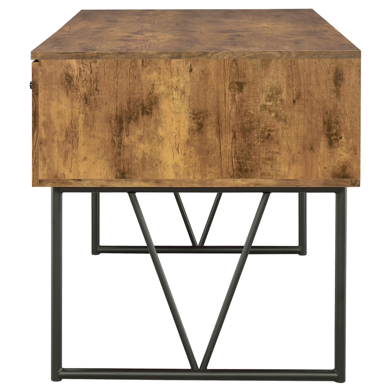 Bowery Hill Wood Antique Nutmeg Writing Desk Rectangular 63